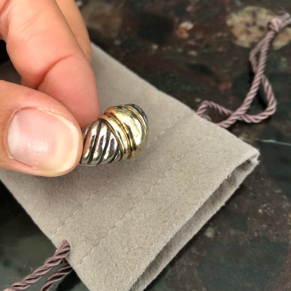 David Yurman Silver/Gold Sterling 14K Cable Ring - Picture 2 of 5